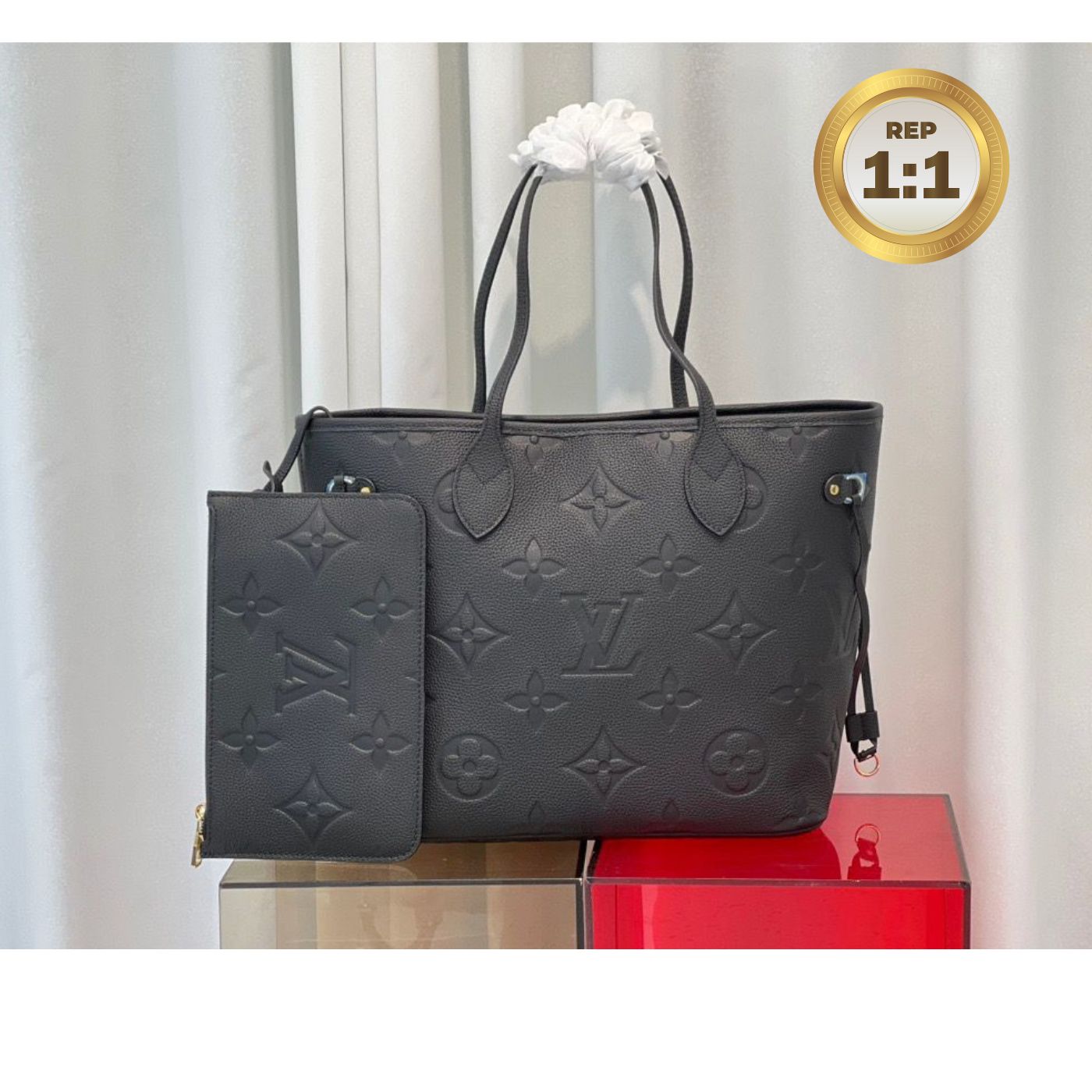 [REP 1:1] Louis Vuitton Neverfull MM Tote Bag Black For Women 12.2in/31cm